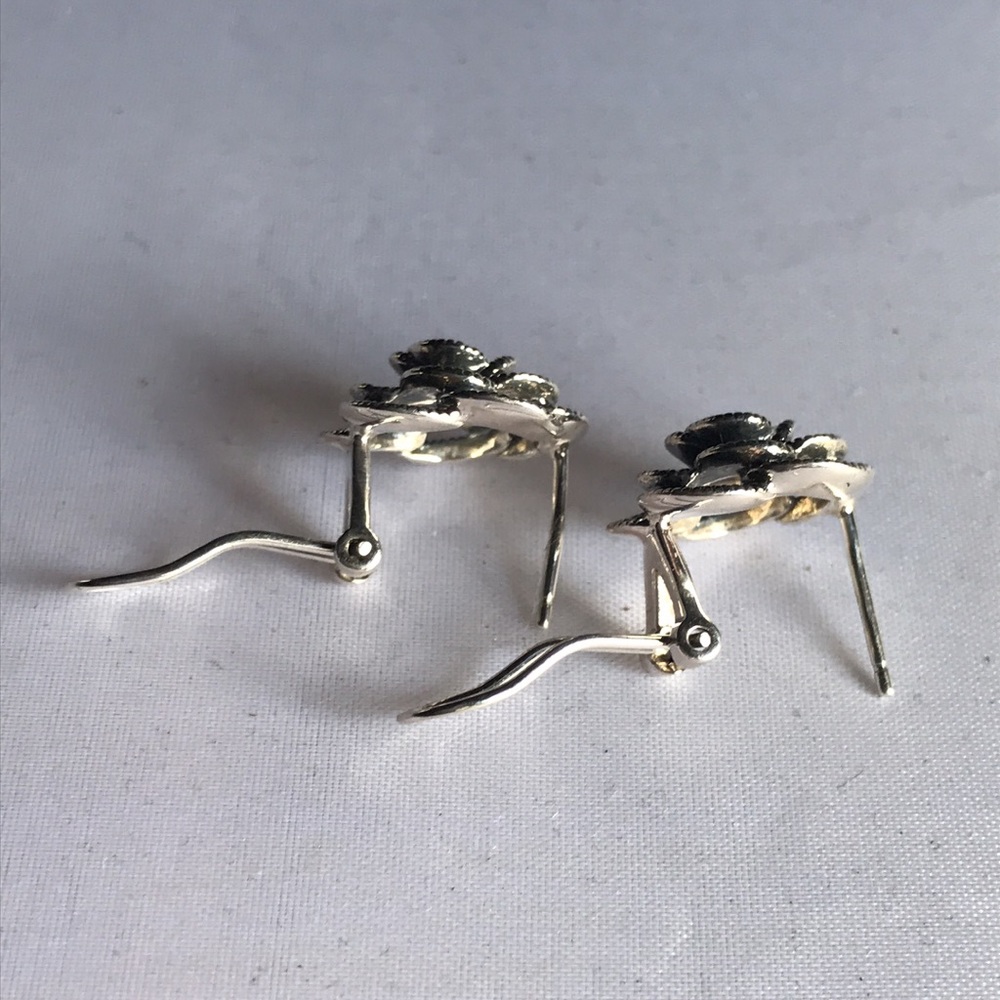 New! Sterling Silver Marcasite Rose Stud Earrings - Picture 11 of 13